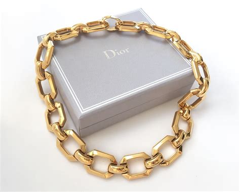 christian dior gold chunky necklace|genuine Christian Dior necklace.